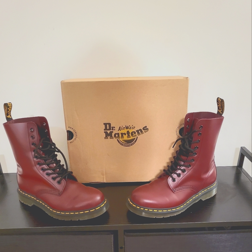 Dr. Martens cherry red mid calf boots